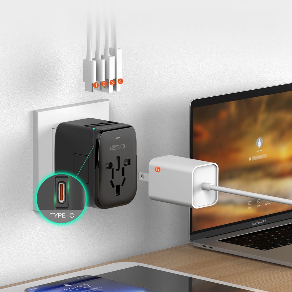 Tech-Protect TA200 EU / UK / US / AU adapter - sort