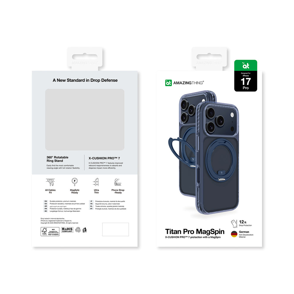 AmazingThing Titan Pro MagSpin Case til iPhone 17 Pro Kompatibel med MagSafe - Blå