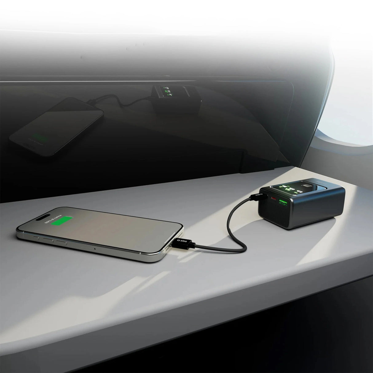 Powerbank SBS 10000mAh PD 35W med LCD-skærm - grå