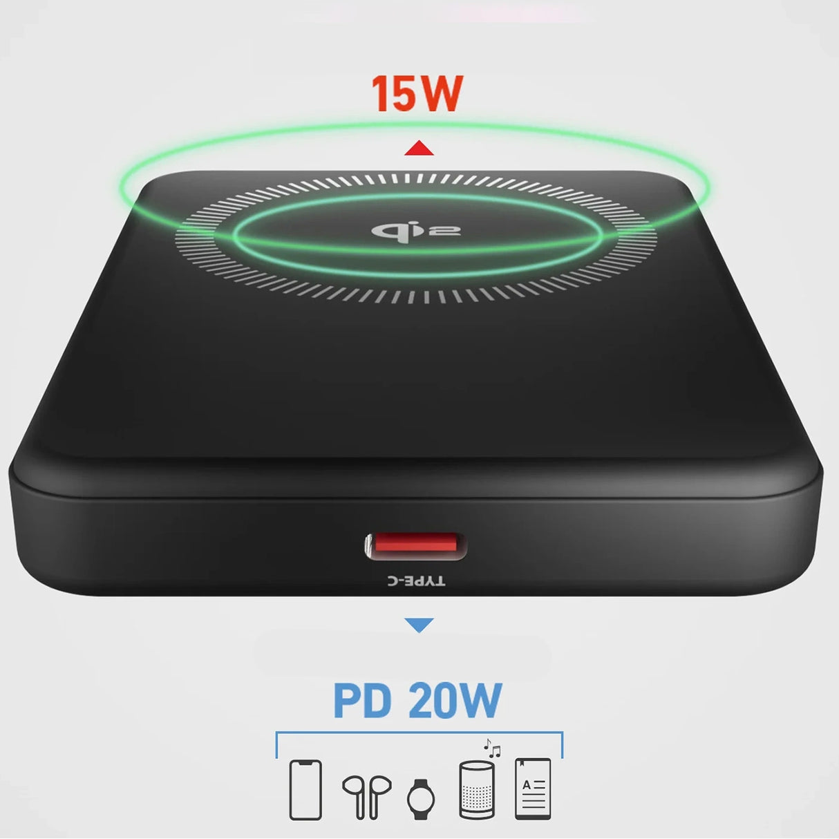 SBS Mag Power Qi2 5000 mAh Powerbank Kompatibel med MagSafe - sort