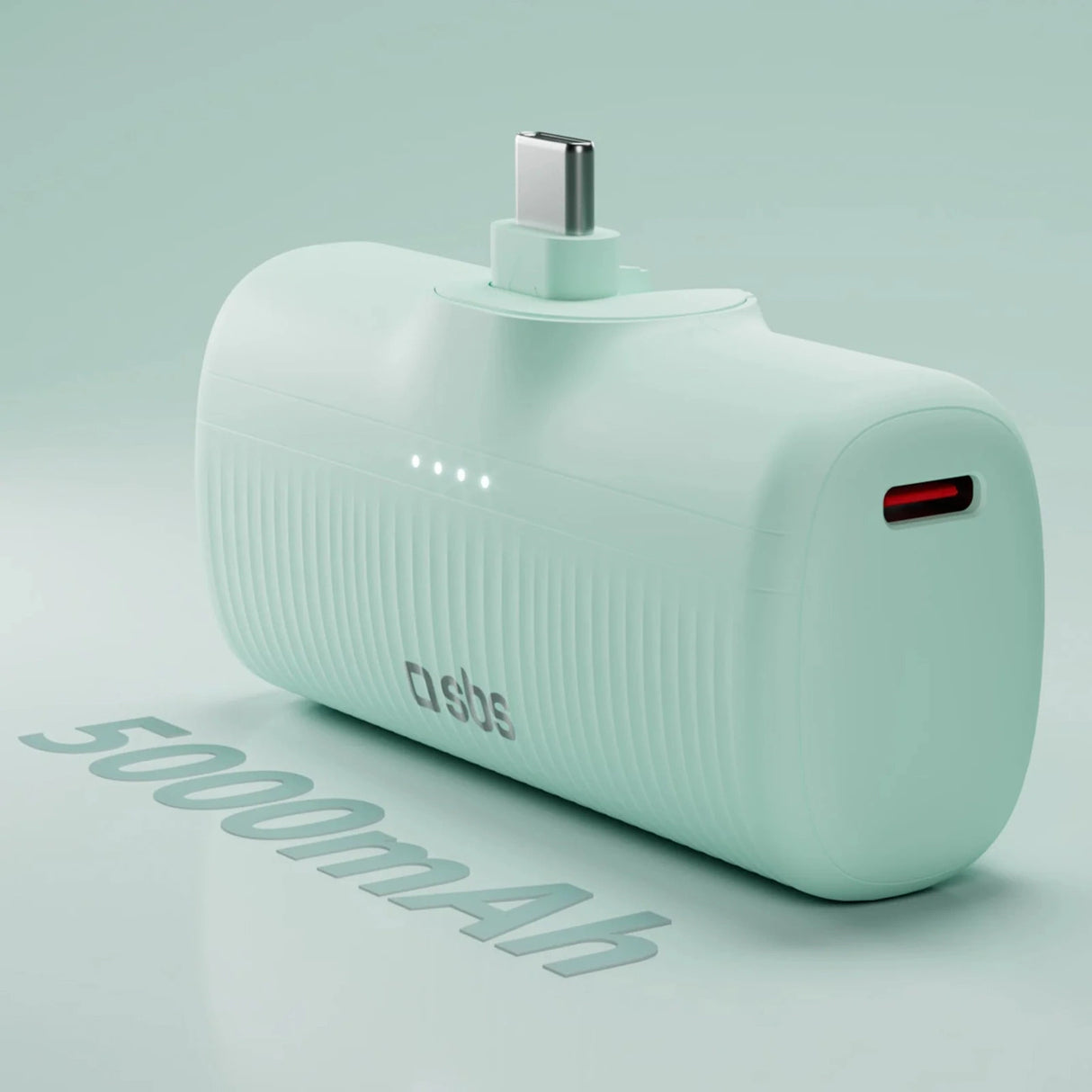 SBS EcoPower 5000 mAh 10W Powerbank med indbygget USB-C-port - Grøn