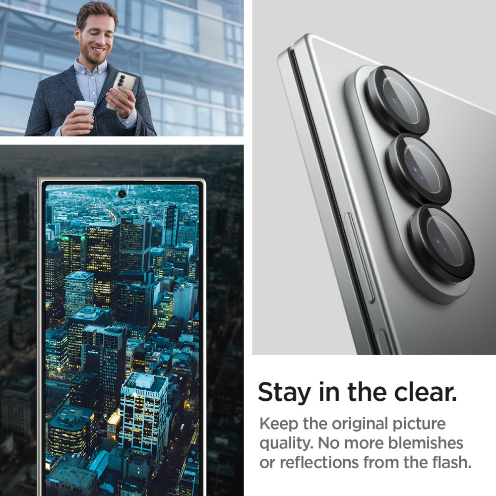 Spigen Optik Pro HD Glas.TR EZ Fit 2-pakke Kamera beskytter til Samsung Galaxy Z Fold 7 - sort