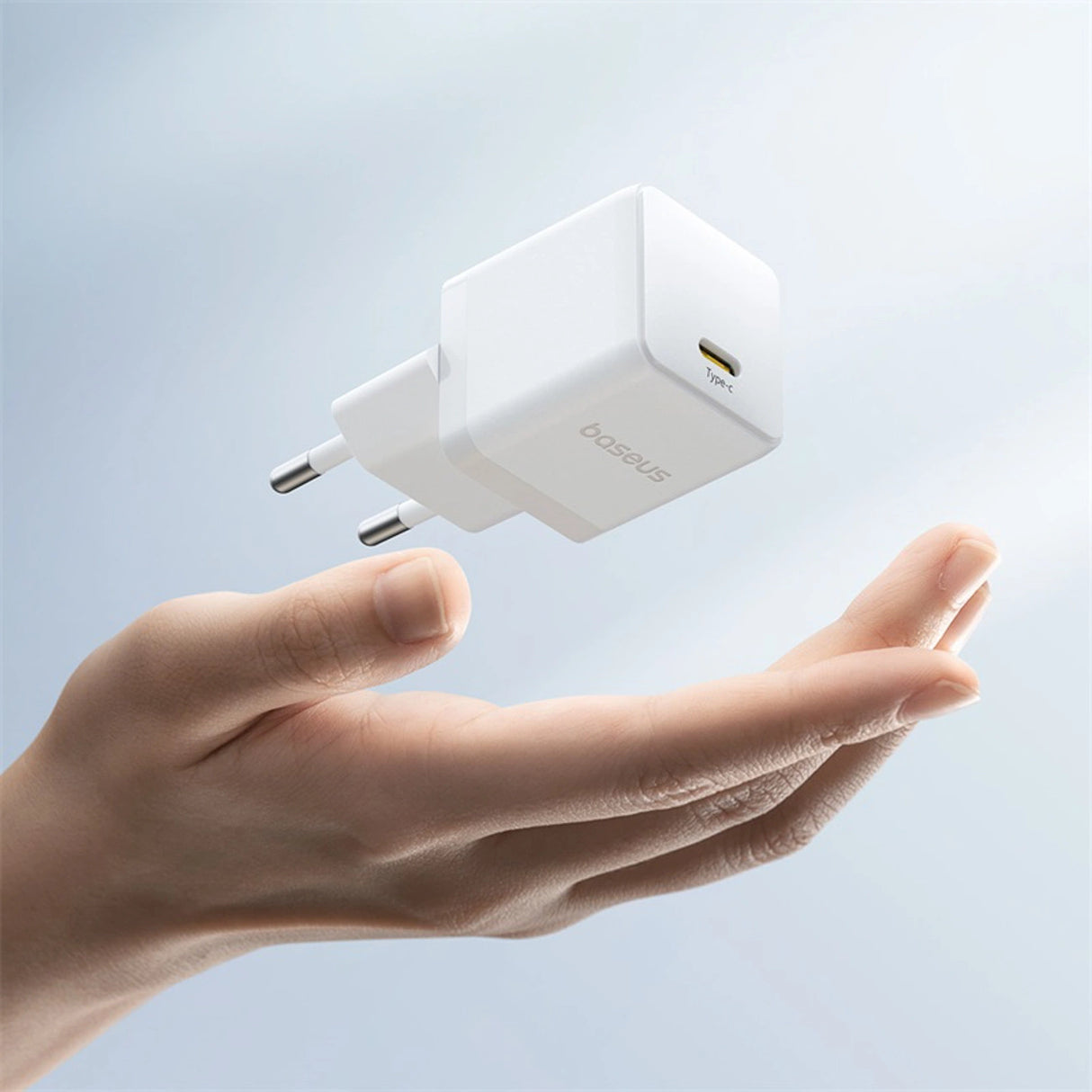 Baseus Palm 1C 20W Wall Charger (med Baseus Mini White USB-C 60W (20V / 3A) 1m Kabel) - Hvid