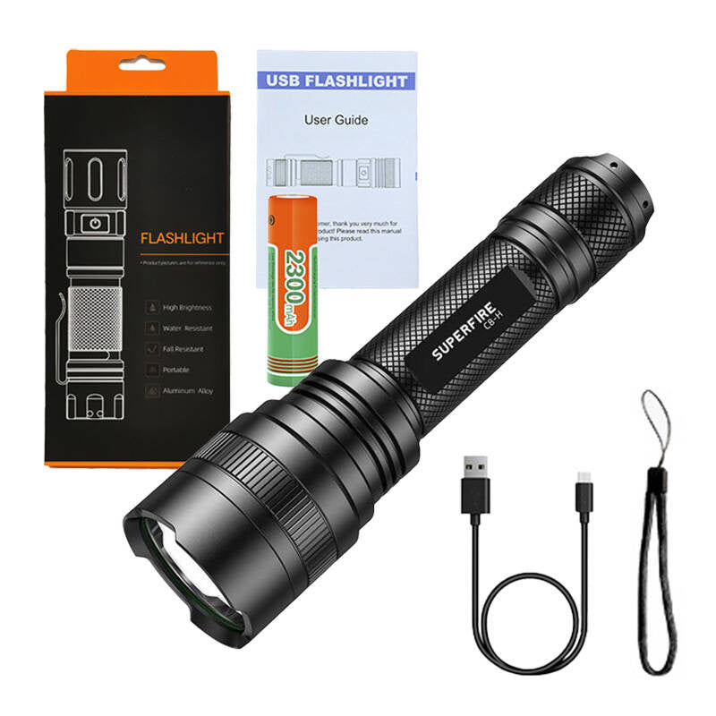 Superfire C8-H lommelygte 1200 lm, USB, 250m, 5 tilstande