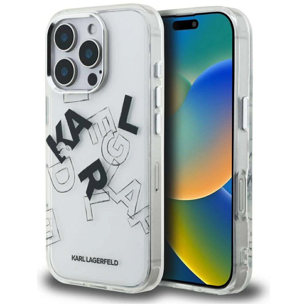 Karl Lagerfeld IML Sketched Graphic Case til iPhone 16 Pro - Clear