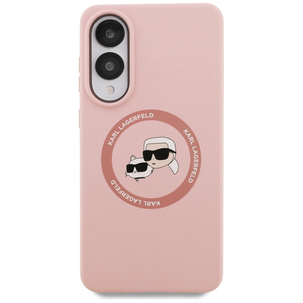 Karl Lagerfeld Silicone Nauble Heads og Circle MagSafe Case til Samsung Galaxy S25 Edge - Pink