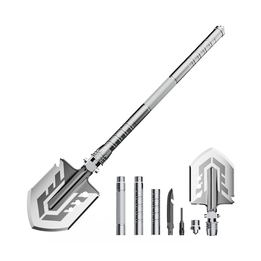 Wozinsky WSS-211 overlevelses bushcraft skovl multifunktionel knivbryder flint fløjte harpun - grå