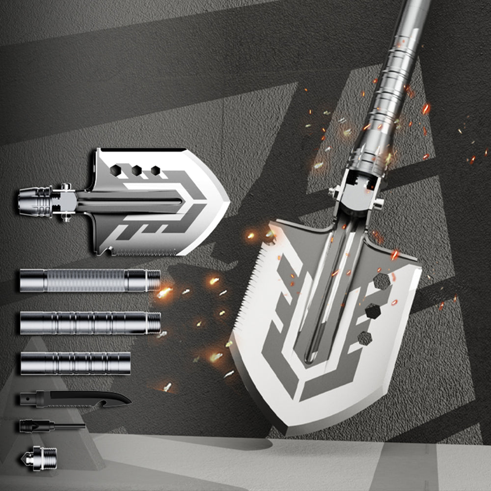 Wozinsky WSS-211 overlevelses bushcraft skovl multifunktionel knivbryder flint fløjte harpun - grå