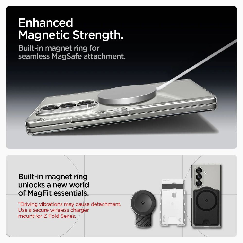 Spigen AirSkin Mag MagSafe Case til Samsung Galaxy Z Fold 7 - Klar og hvid