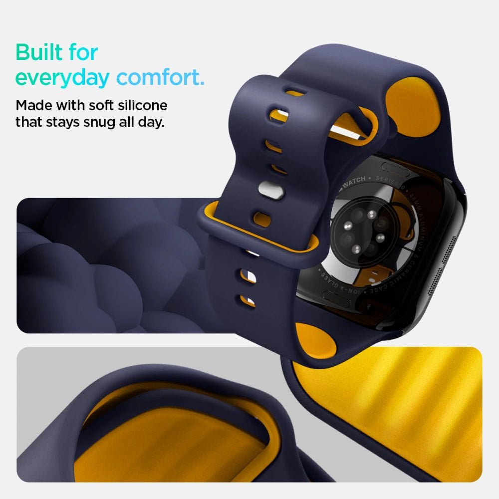 Spigen Nano Pop Strap til Apple Watch 44 / 45 / 46 / 49 mm - Navy Blue og Yellow