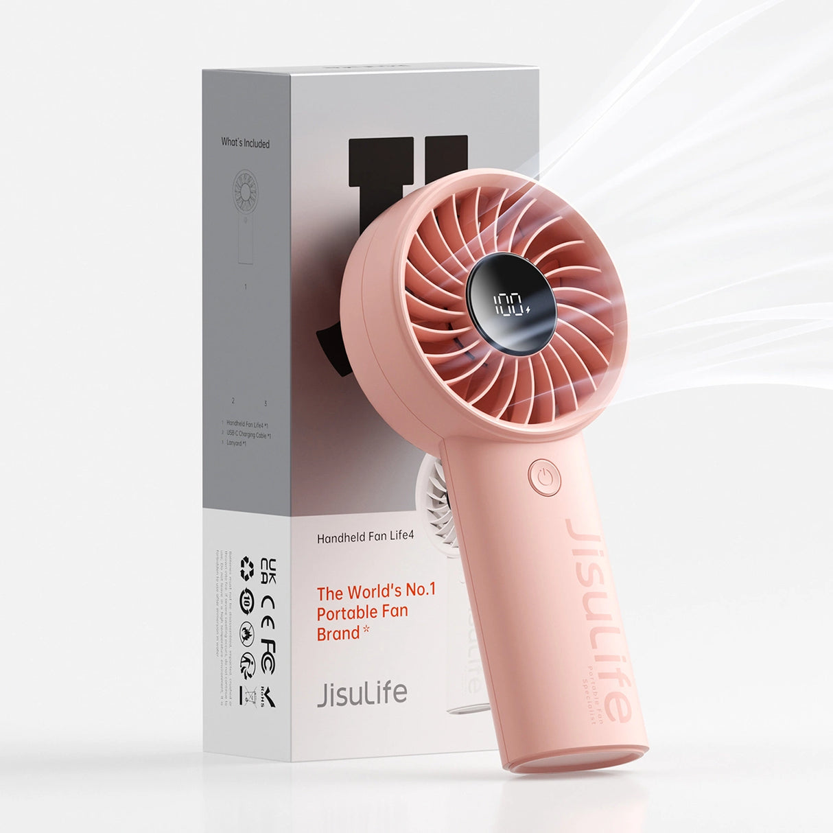 Jisulife håndholdt ventilator Life4 3600mAh bærbar USB-ventilator - Pink