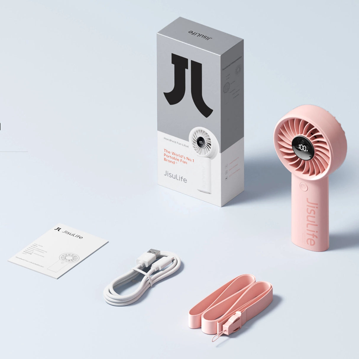 Jisulife håndholdt ventilator Life4 5000mAh bærbar USB-ventilator - Pink