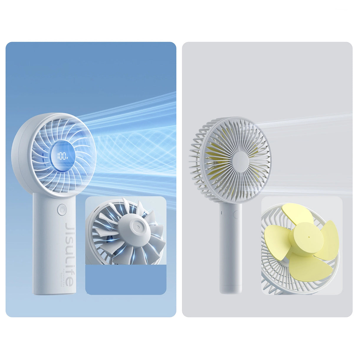 Jisulife håndholdt ventilator Life4 5000mAh bærbar USB-ventilator - grå