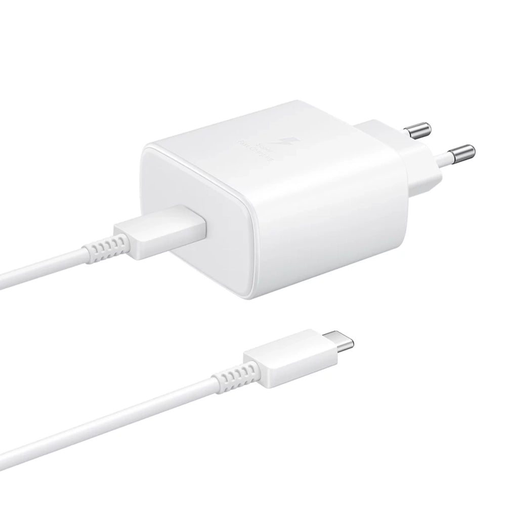 Samsung EP-TA845EWE 45W vægoplader med USB-C-kabel Samsung EP-DW767JWE 45W 1,8 m (OOB Bulk - udskiftningsemballage) - hvid