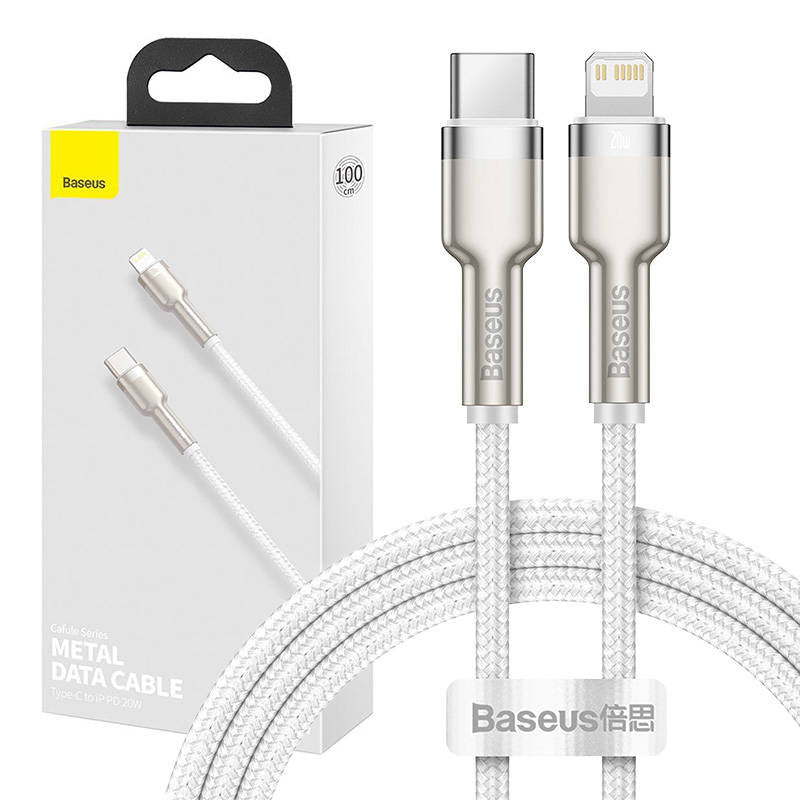USB-C-kabel til Lightning Baseus Cafule, PD, 20W, 1m (hvid)