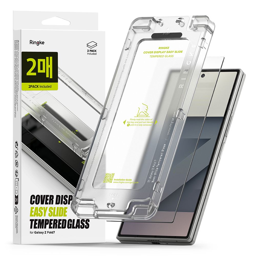 Ringke Cover Display Easy Slide Temperet glas 2-pakke til Samsung Galaxy Z Fold 7 - Transparent