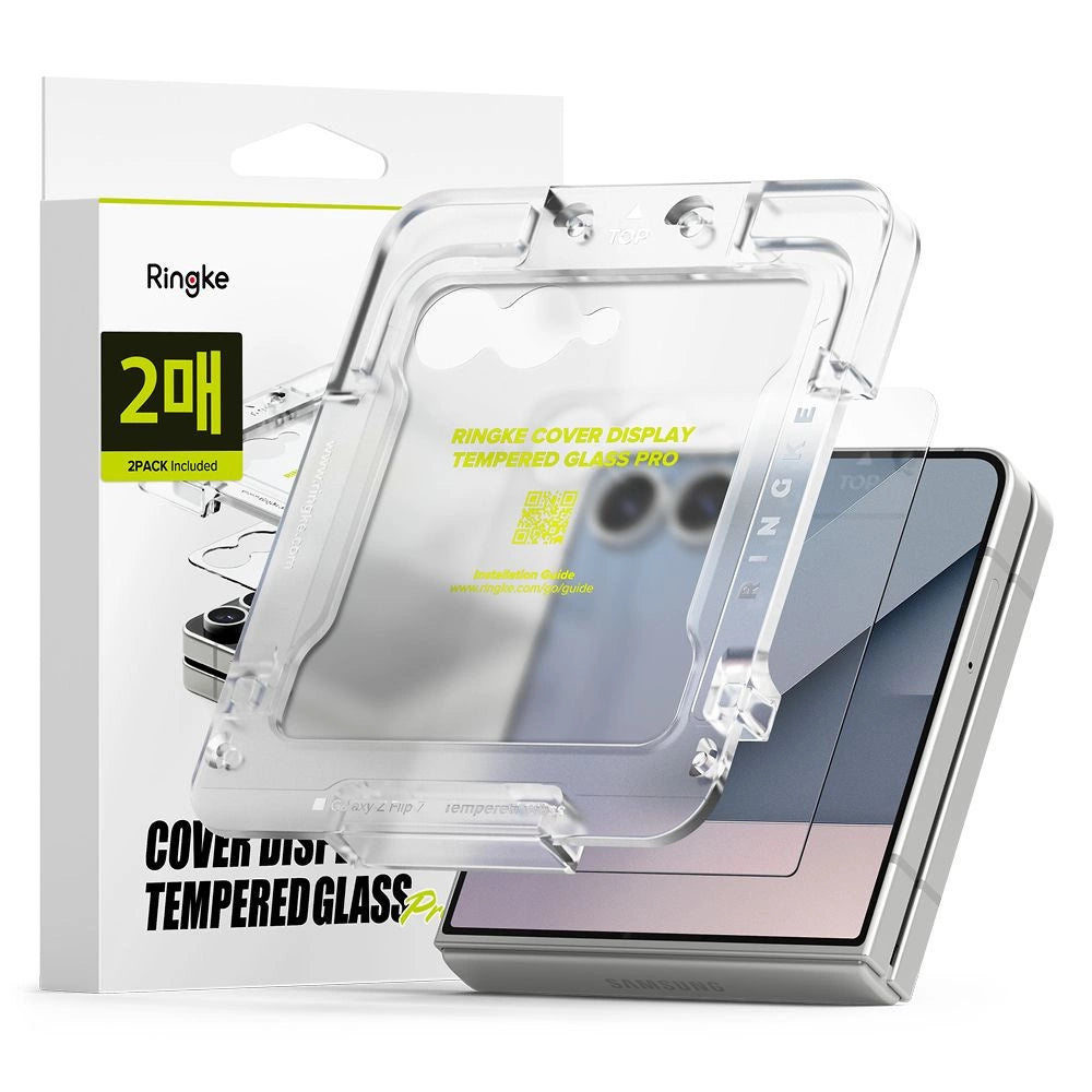 Ringke Cover Display Easy Slide Temperet glas 2-pakke til Samsung Galaxy Z Flip 7 - Transparent