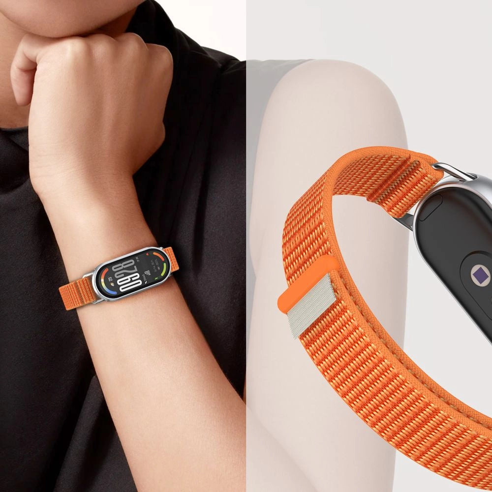 Tech-Protect Nylon Pro Strap til Xiaomi Smart Band 8 / 9 / 10 / NFC - Orange-Gray