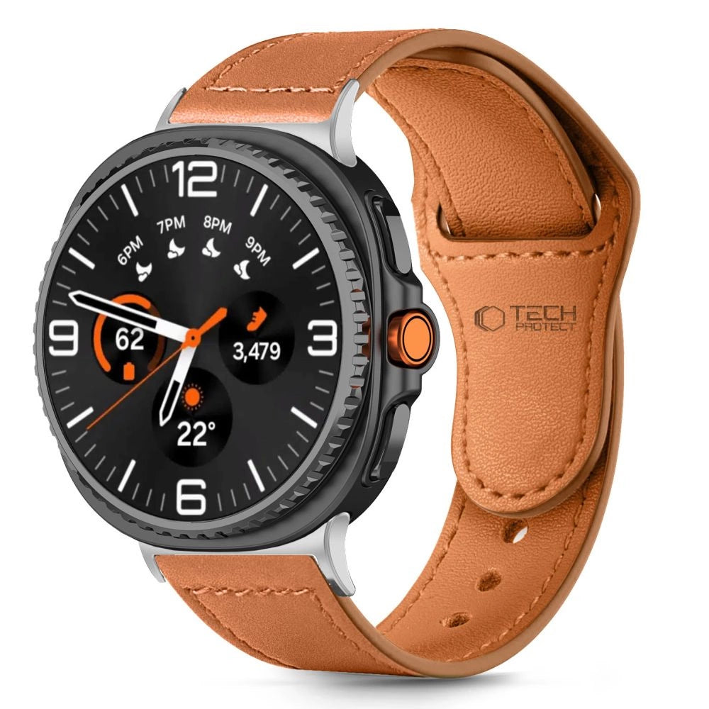 Tech-Protect Leatherfit Strap til Samsung Galaxy Watch 40/44/46 mm - Brunt
