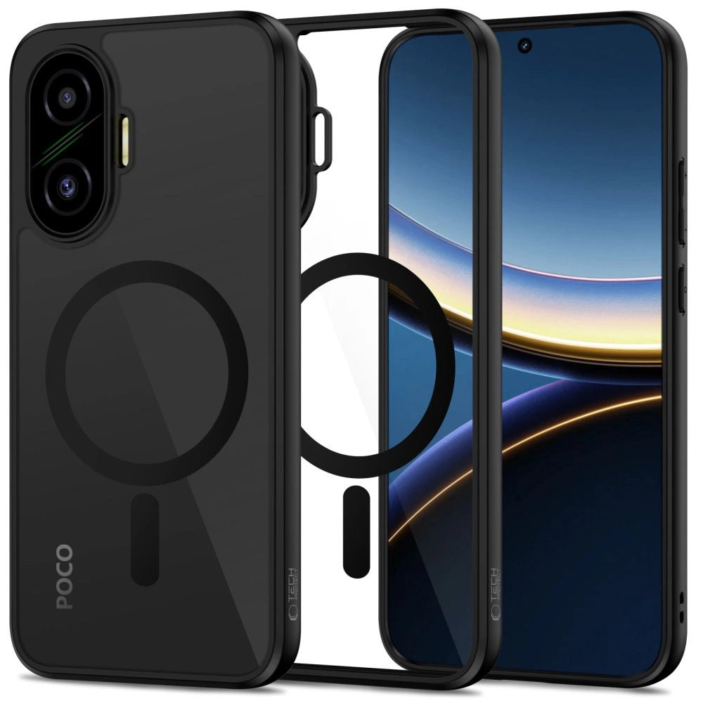 Tech-Protect MagMat MagSafe Case til Xiaomi Poco F7 5G - sort og gennemsigtig