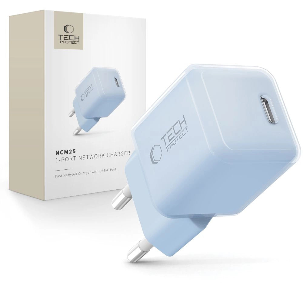 Tech-Protect NCM25 USB-C PD 25W Wall Charger - Blå