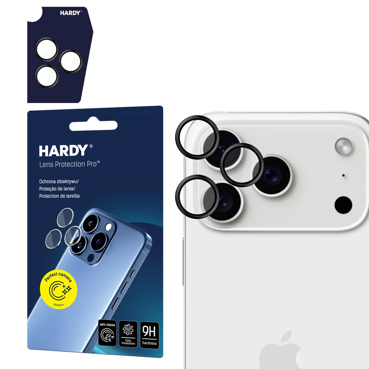 3mk HARDY Lens Protection Pro-linseglas til iPhone 17 Pro / 17 Pro Max - sort