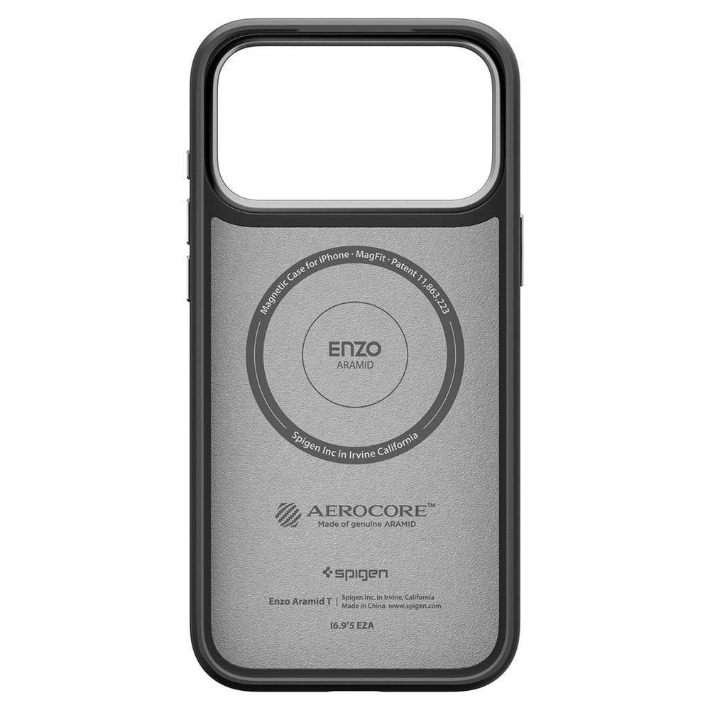 Spigen Enzo Aramid "T" MagSafe Case for iPhone 17 Pro - Black and Silver