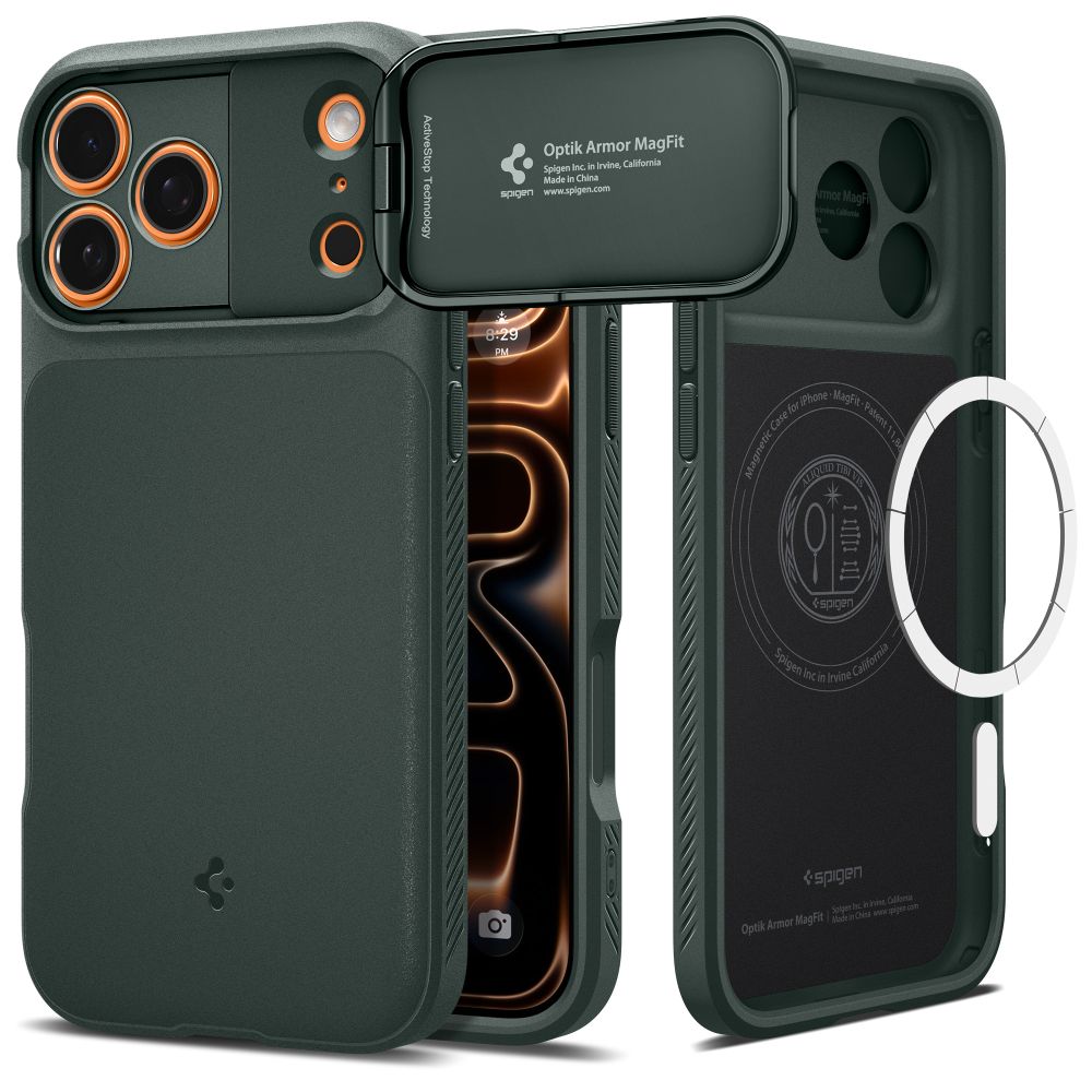 Spigen Optik Armor MagSafe Case til iPhone 17 Pro - Grøn