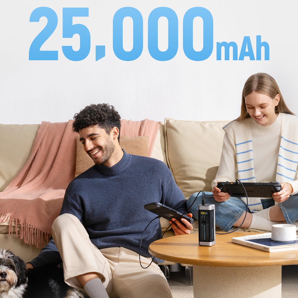 Powerbank Cuktech CUK00P23GLBK 210W 25000mAh Powerbank 2 x USB-C 1 x USB-A - sort