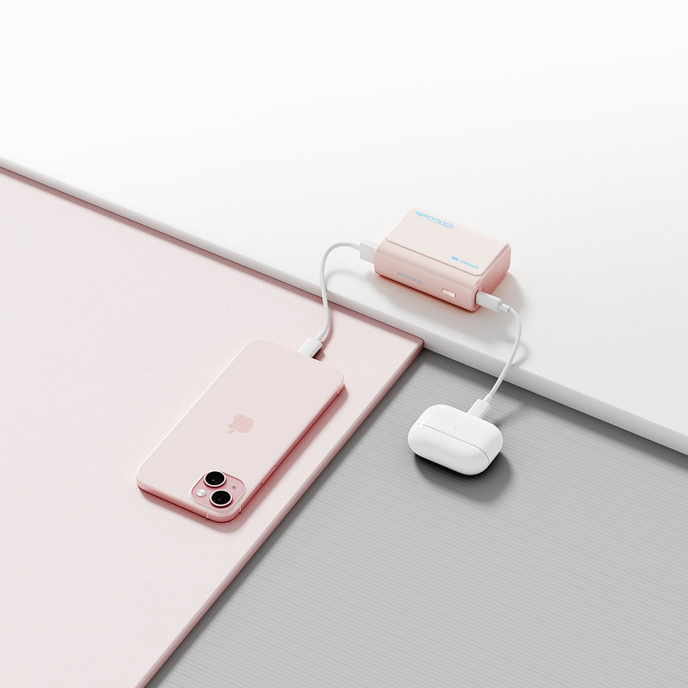 Powerbank Cuktech CP13 30W 10000mAh USB-C + USB-A - lyserød