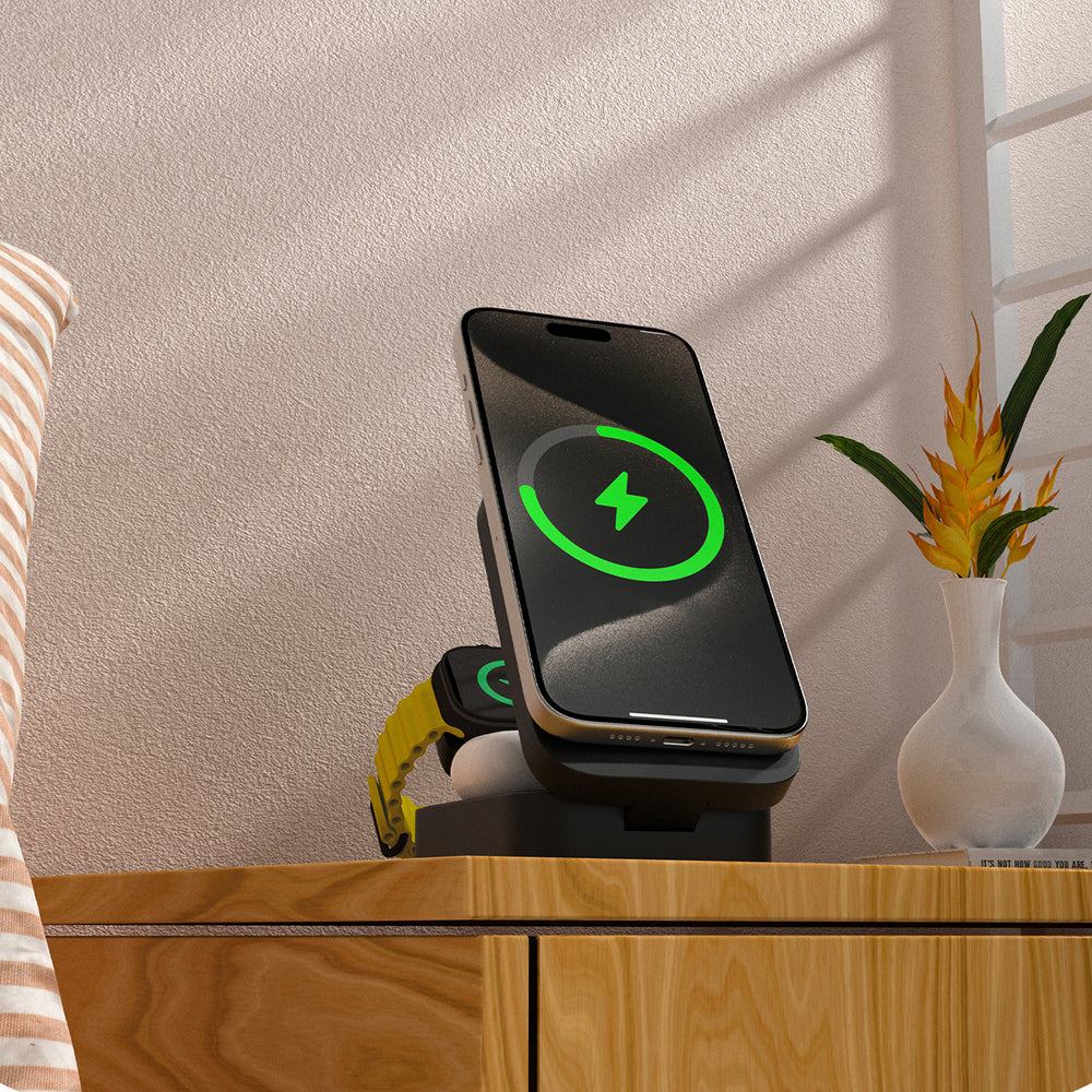 Dudao A11 Max 15W 3-i-1-induktiv ladestation Kompatibel med MagSafe - Grå