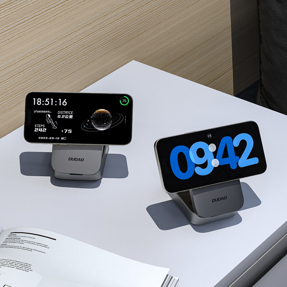 Dudao A11 Max 15W 3-i-1-induktiv ladestation Kompatibel med MagSafe - Grå