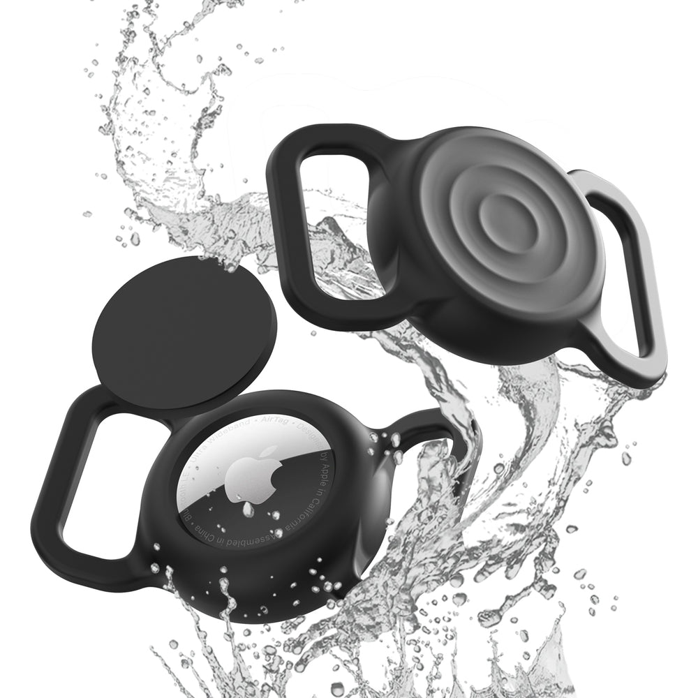 AirTag silikone vandtæt fodtøj til hund- eller kattehalsbånd - sort