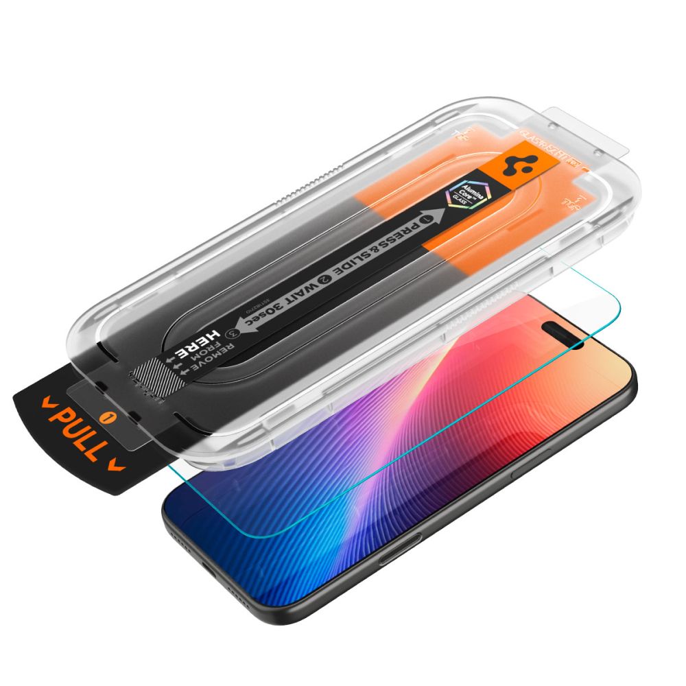 Spigen Glas.TR EZ Fit Pro hærdet glas til iPhone 16 Pro / 17 / 17 Pro - gennemsigtigt