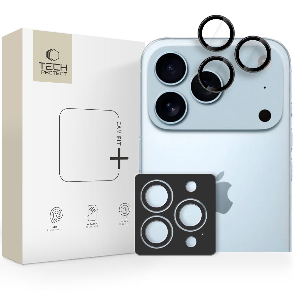 Tech-Protect Camring Fit+ Camera Cover til iPhone 14 Pro / Max / 15 Pro / Max / 16 Pro / Max / 17 Pro / Max - sort