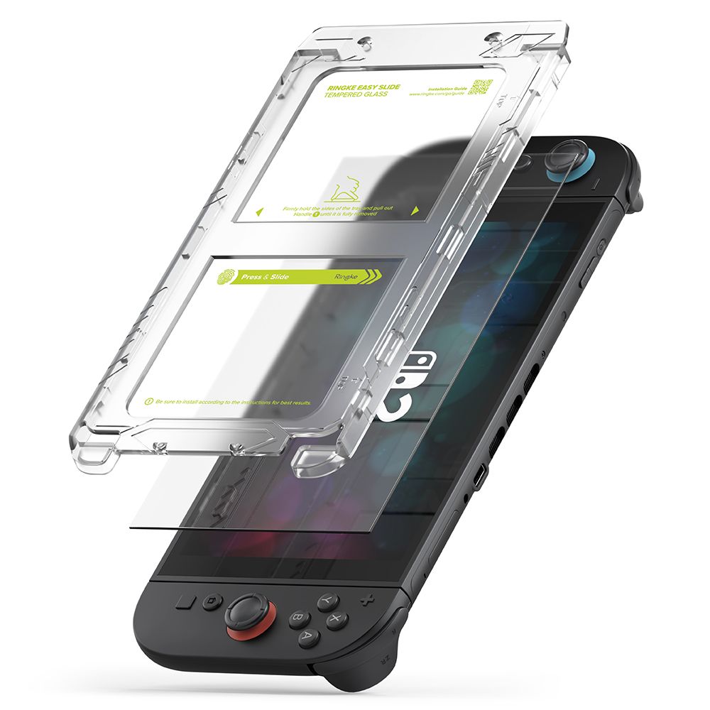 Ringke Easy Slide 2-pakke af hærdet glas til Nintendo Switch 2 - Transparent