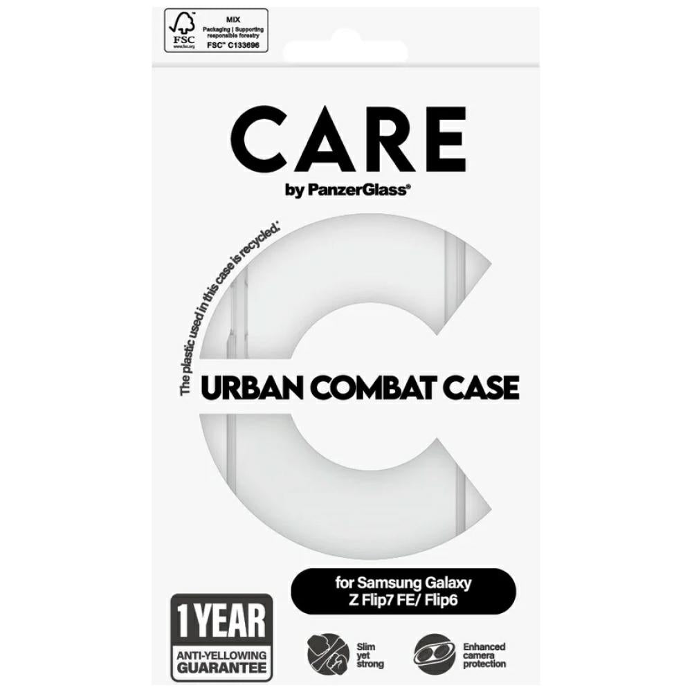 CARE af PanzerGlass Flagship Urban Combat Case til Samsung Galaxy Z Flip 7 FE / Flip 6 - Transparent