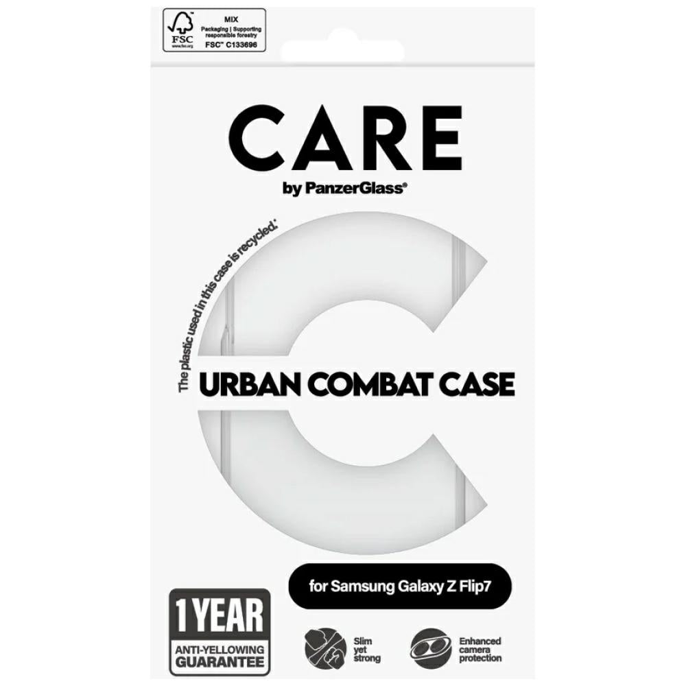 CARE af PanzerGlass Flagship Urban Combat Case til Samsung Galaxy Z Flip 7 - Transparent