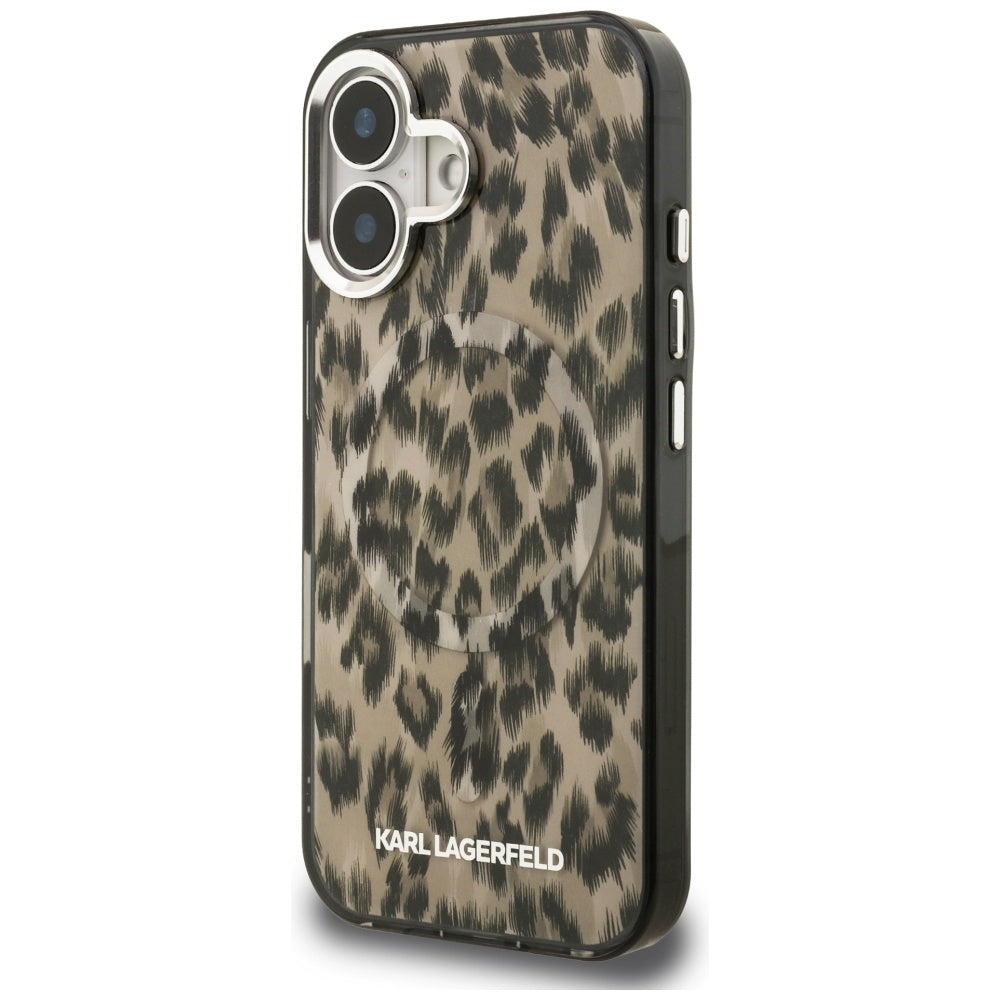 Karl Lagerfeld IML Leopard Pattern MagSafe Case til iPhone 16 - Brunt