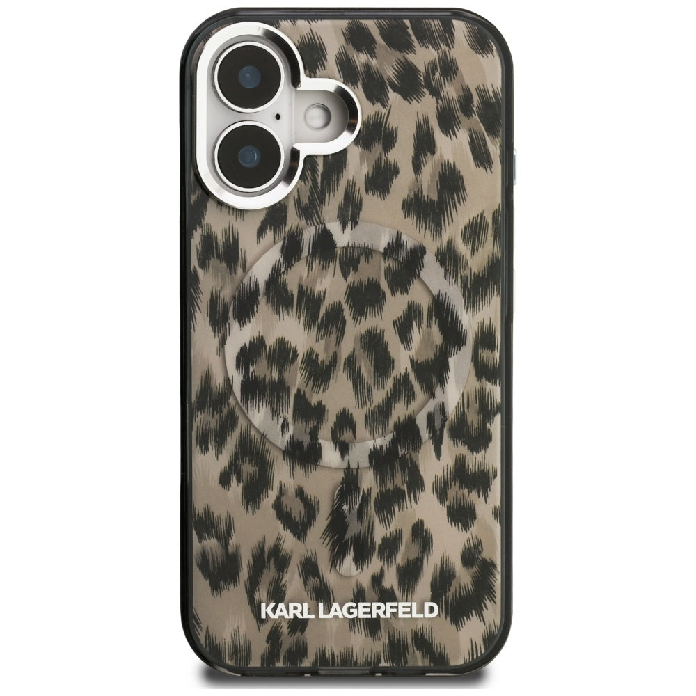 Karl Lagerfeld IML Leopard Pattern MagSafe Case til iPhone 16 - Brunt