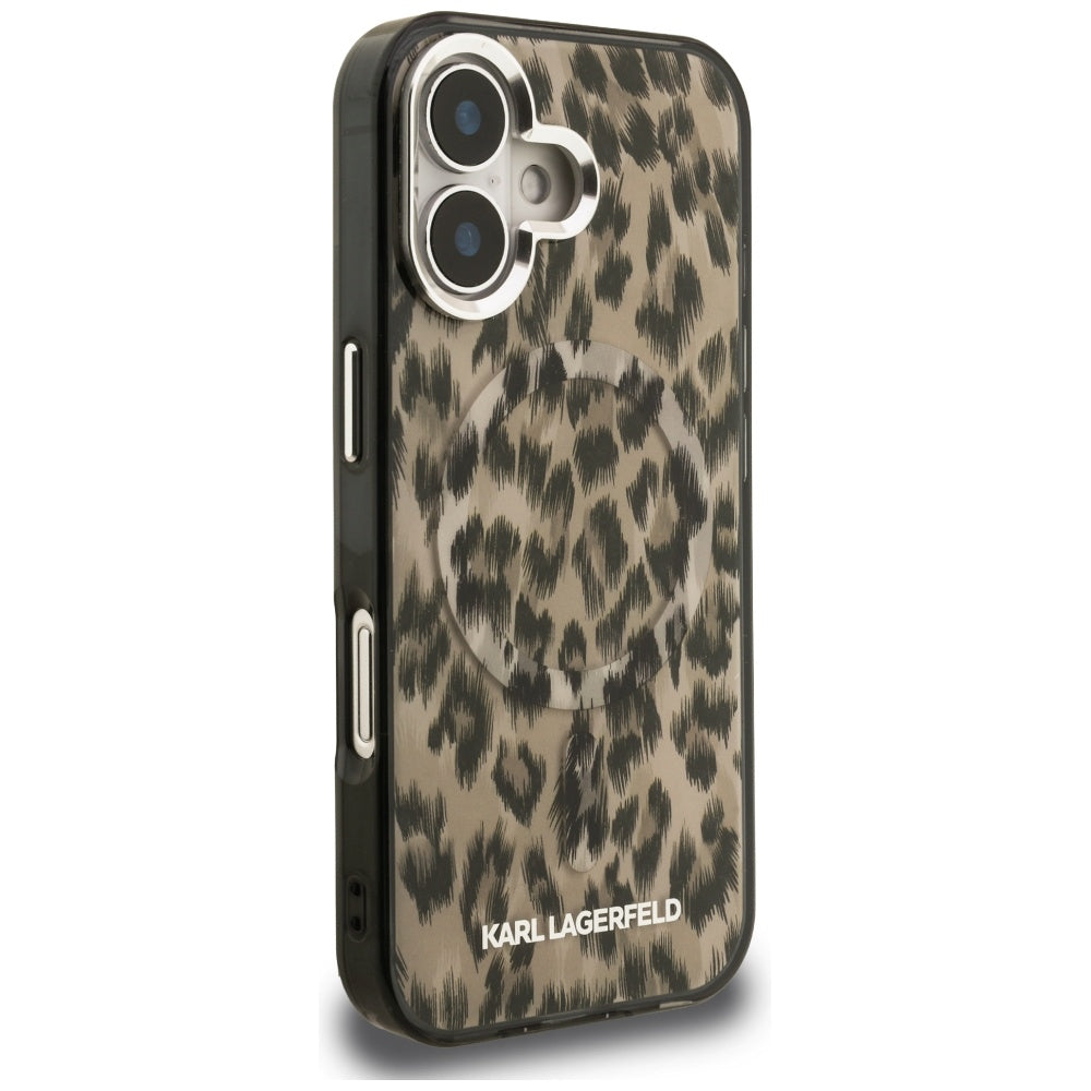 Karl Lagerfeld IML Leopard Pattern MagSafe Case til iPhone 16 - Brunt
