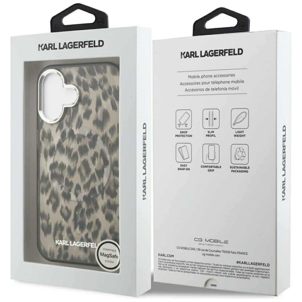 Karl Lagerfeld IML Leopard Pattern MagSafe Case til iPhone 16 - Brunt
