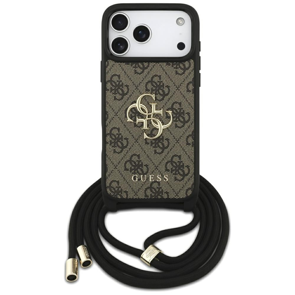 Guess 4G Big Logo Cord Stap Crossbody Case for iPhone 17 Pro Max - Brown