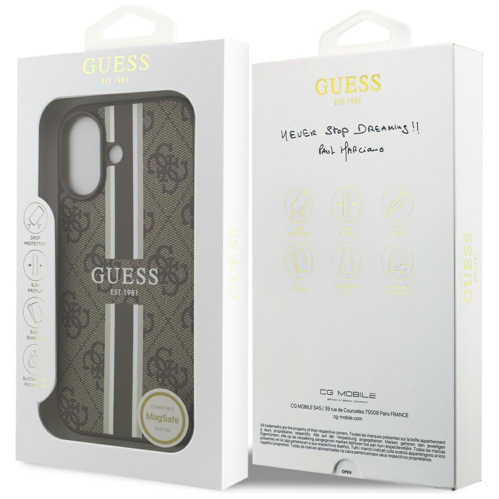 Guess 4G Printed Stripes MagSafe-hylster til iPhone 17 - brun