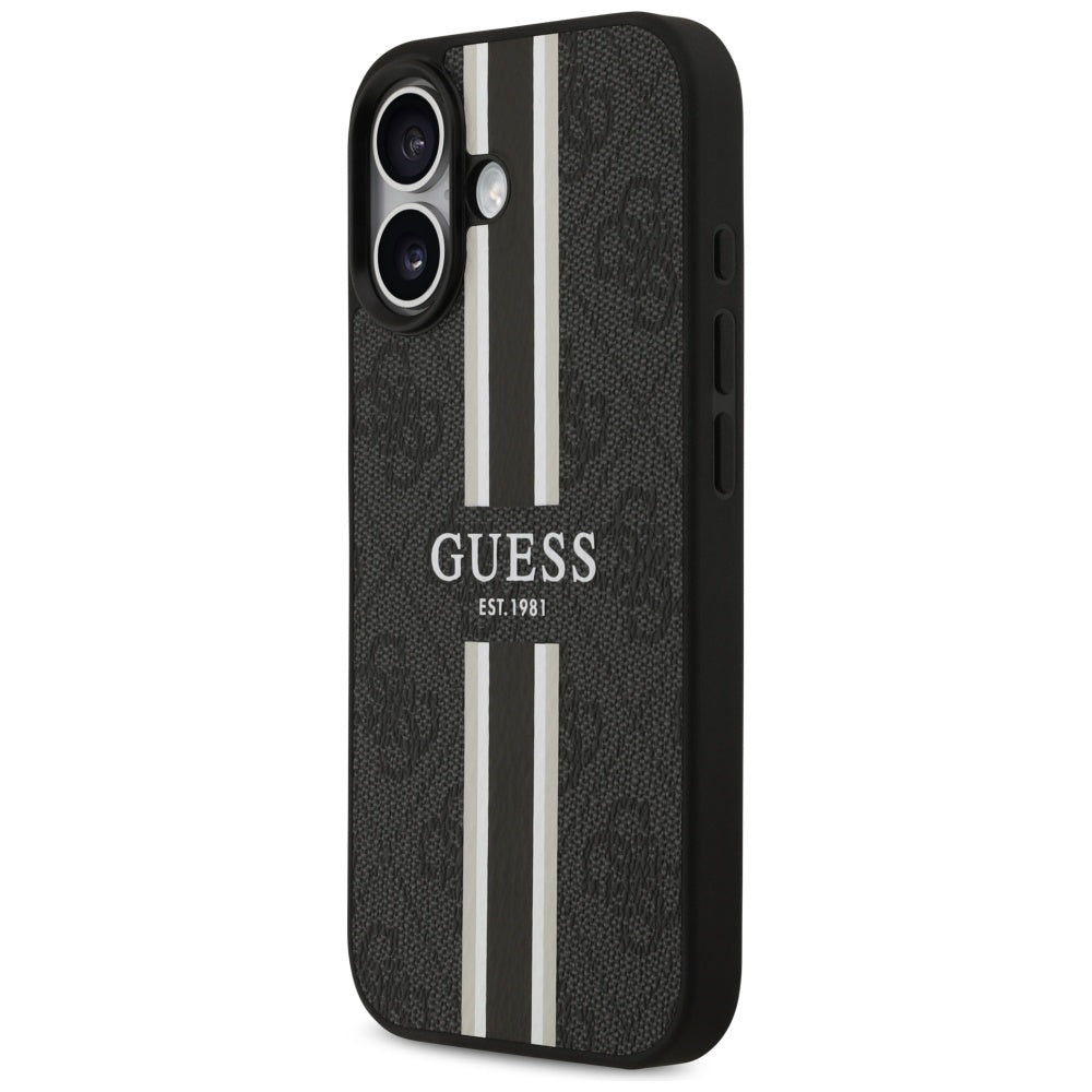 Guess 4G Printed Stripes MagSafe case til iPhone 17 - sort
