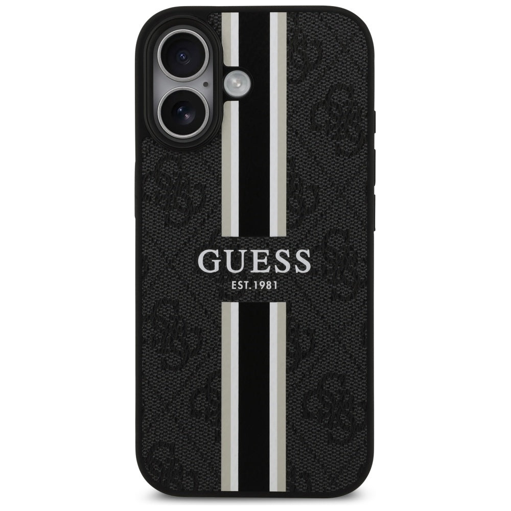 Guess 4G Printed Stripes MagSafe case til iPhone 17 - sort