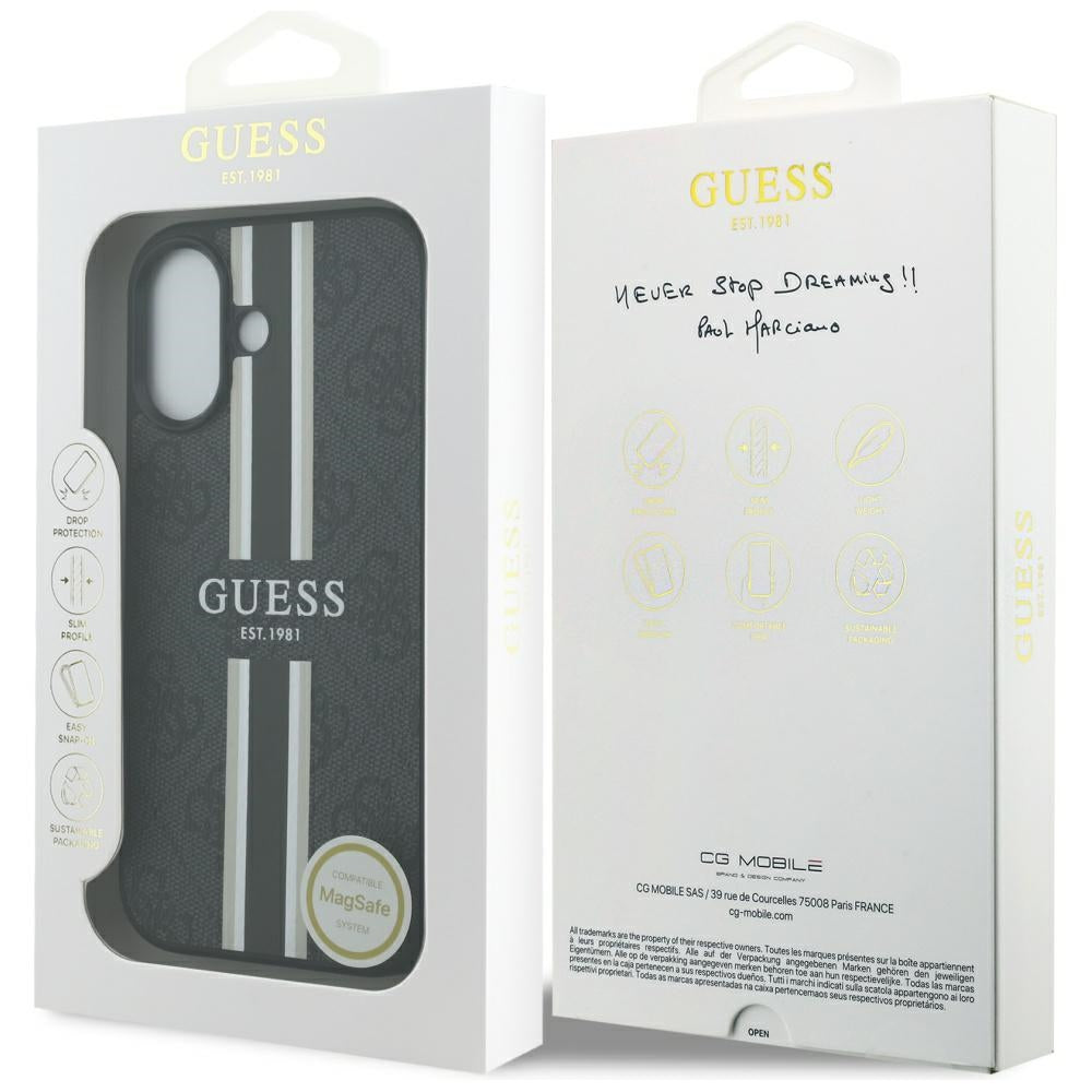 Guess 4G Printed Stripes MagSafe case til iPhone 17 - sort