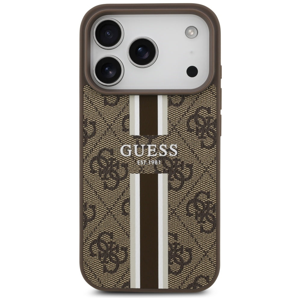 Guess 4G Printed Stripes MagSafe case til iPhone 17 Pro - brun