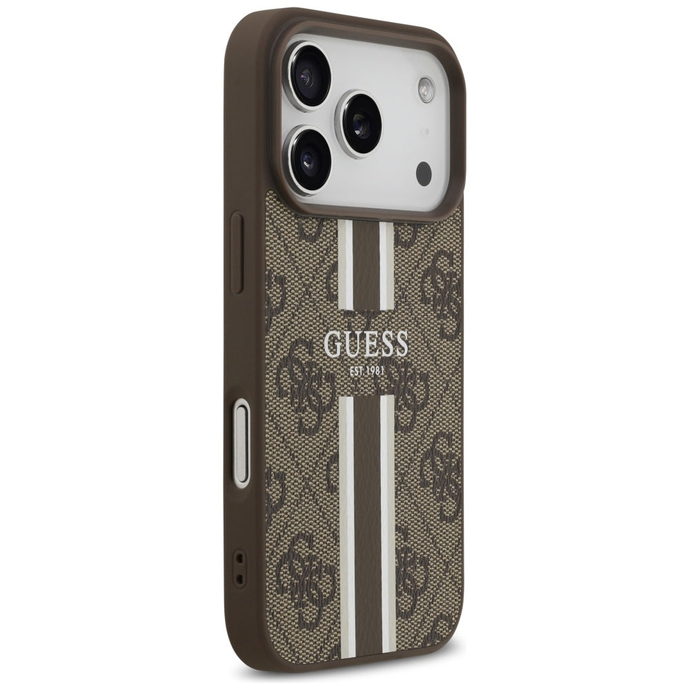 Guess 4G Printed Stripes MagSafe case til iPhone 17 Pro - brun