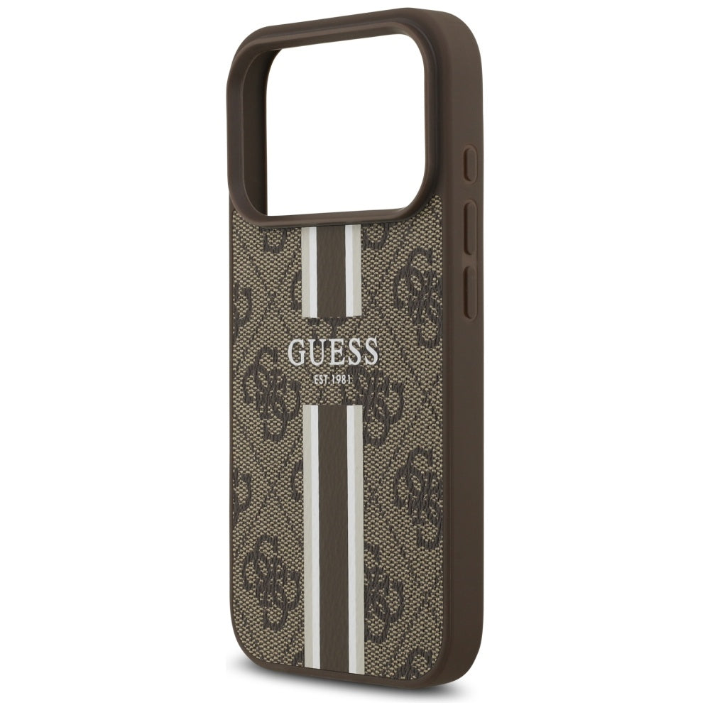Guess 4G Printed Stripes MagSafe case til iPhone 17 Pro - brun